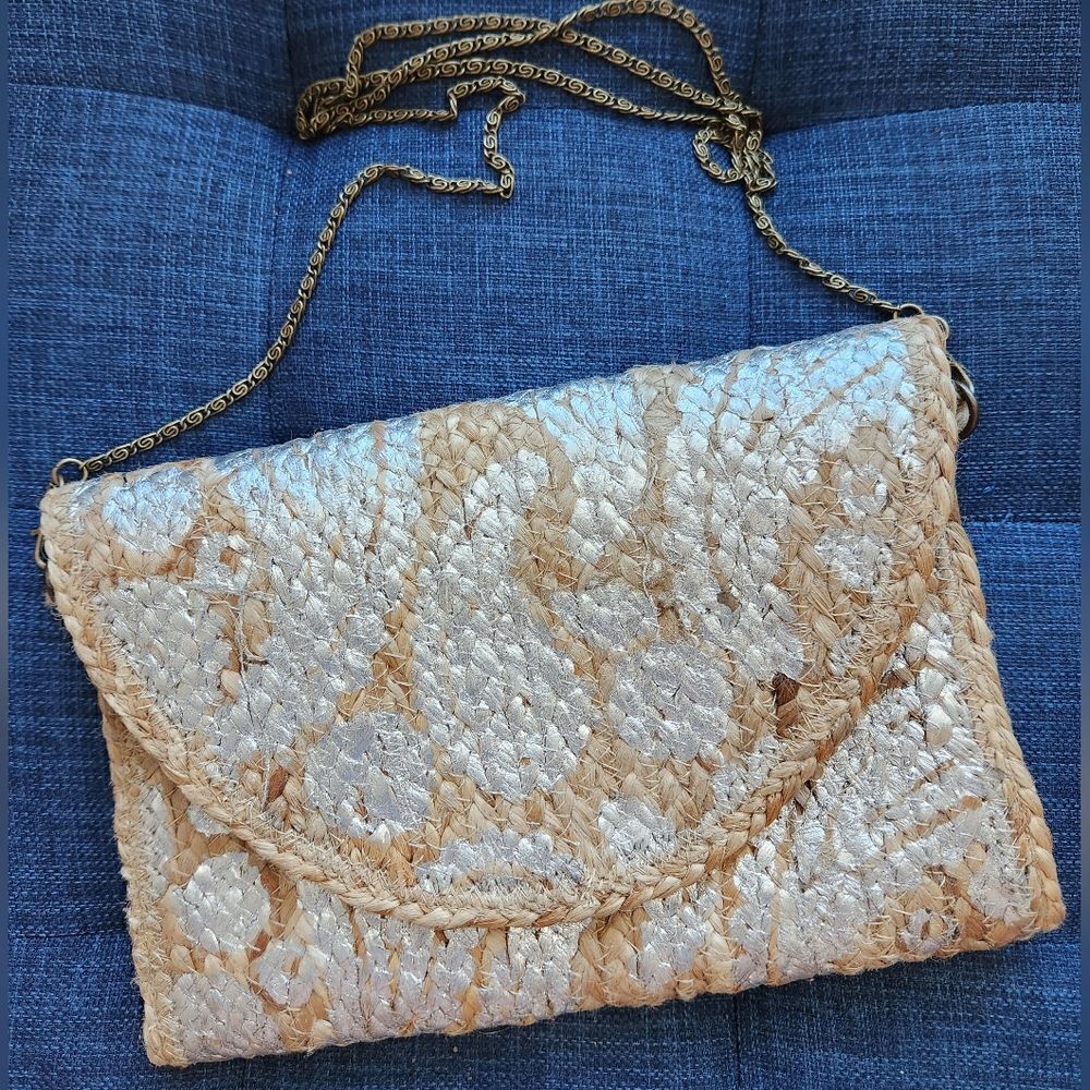 America & Beyond Boho-Mia Paisley Jute Crossbody Bag